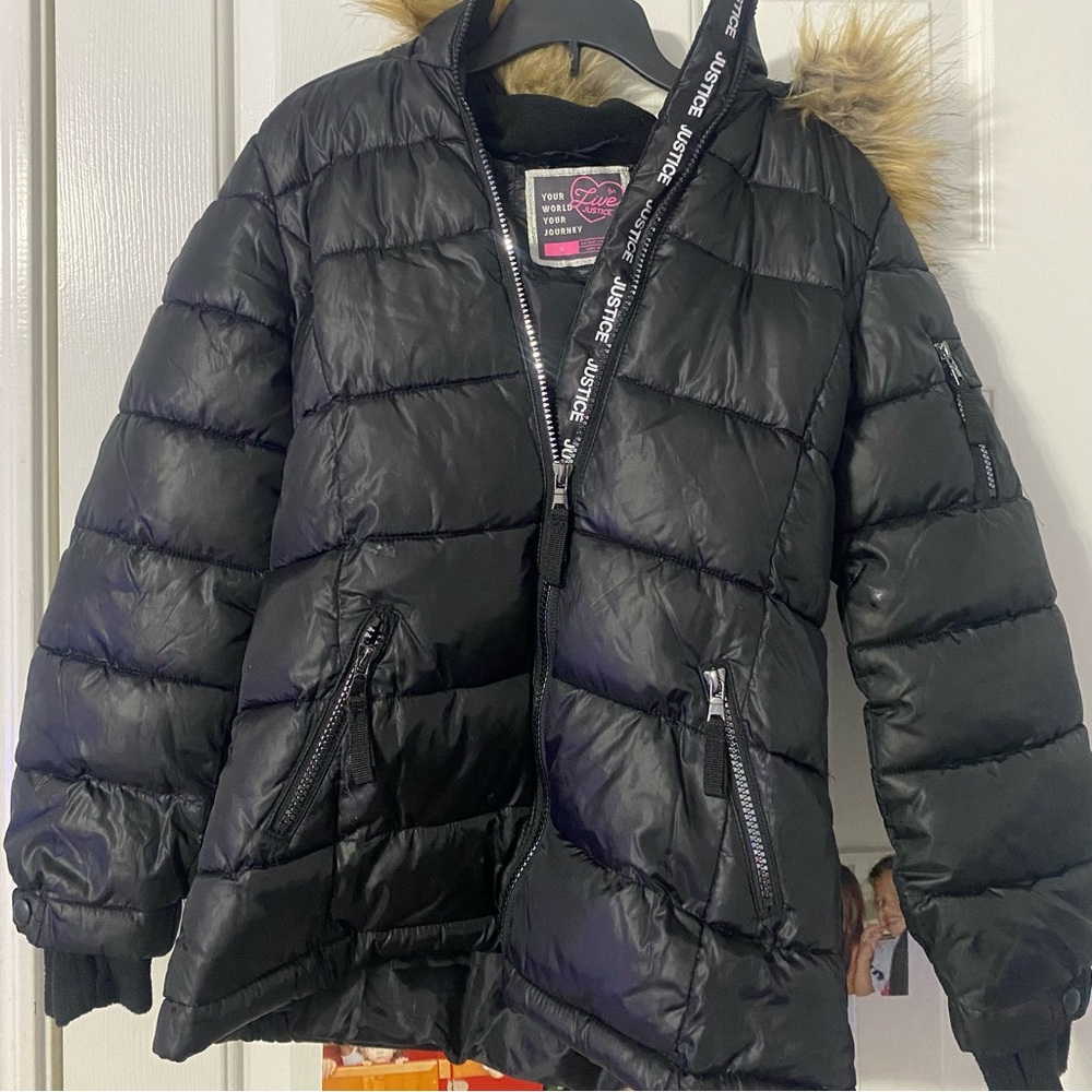 Justice black puffer jacket